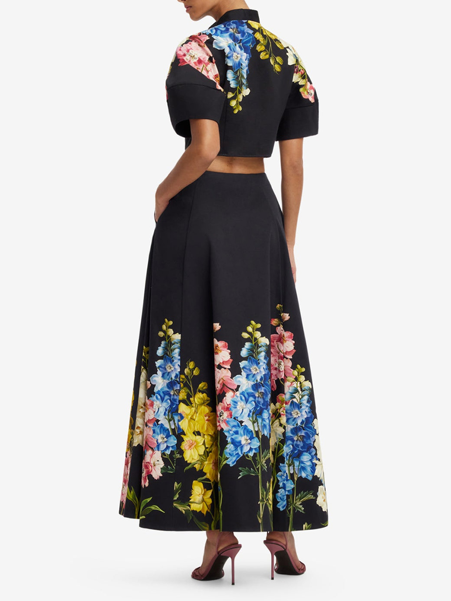 VGH Setelan Dua Potong Bermoti - Midi Skirt Floral ulasan dan harga